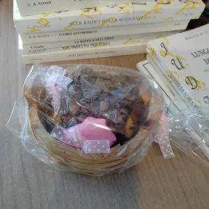 F) Cestino legno saponetta profumata fiori secchi Essenza  regalo artigianale