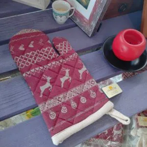 Guanto Forno Clayre & Eef Natale Renne Christmas Beige/Red