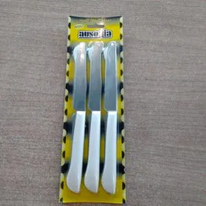 6 Coltelli Ausonia Manico Bianco Tutto Seghettato Acciaio Temprato cod.61640