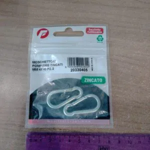 2 Pezzi Moschettone Zincato Mm 4 X 40 Cod 20330405