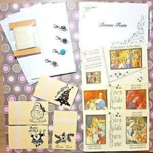 C8 lotto Natale Christmas Chiudi Pacco Biglietti Auguri ciondoli charms handmade