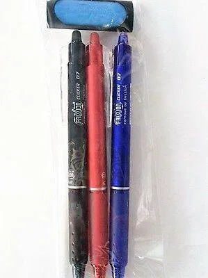 FRIXION STOCK set PENNE frixion CLICKER gomma BLU ROSSO NERO TUTTO NUOVO