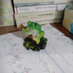 B) Rana Ranocchio Rospo Tronco Portafortuna Collezione Dipinta Mano Bomboniere