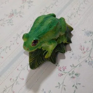 G) Rana Rospo Ranocchio Foglia Portafortuna Collezione Dipinta Bomboniere