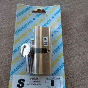 Potent- Cilindro Decentrato Ottonato Sagomato S 90  40 50   404100010 3 Chiavi