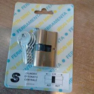CodFG) Cilindro Centrale Ottonato Sagomato S 54 27 27 404200030  3 Chiavi