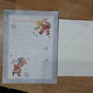 Lettera Babbo Natale Con Busta Glitter Vintage Letterina Christmas