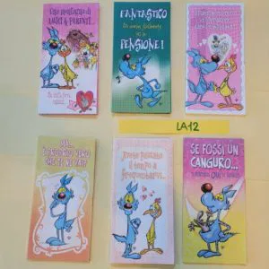 LA12  6pz LOTTO LUPO ALBERTO BIGLIETTI AUGURI MaXi poster illustrato CARTOLERIA