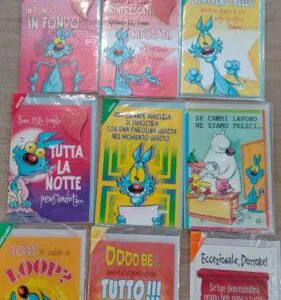 LA14  33pz LOTTO LUPO ALBERTO BIGLIETTI AUGURI stock CARTOLERIA collezione