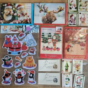 Cod.R1) Set Lotto Biglietti Natale Christmas Pop Up Chiudi pacco, Adesivi