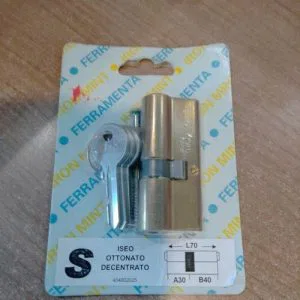 ISEO - Cilindro Decentrato Sagomato Ottonato S 70 30 40 404002025 3 Chiavi