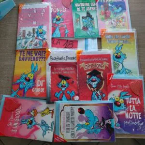 LA18   11pz LOTTO LUPO ALBERTO BIGLIETTI AUGURI stock CARTOLERIA collezione