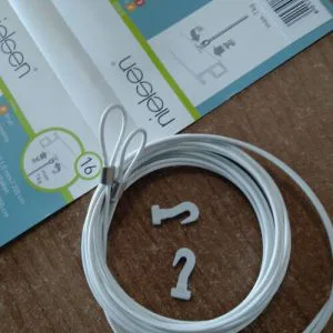 Nielsen 2 Cavi In Acciaio Bianco1,5mm / 200cm Con Occhiello gancio Plastica