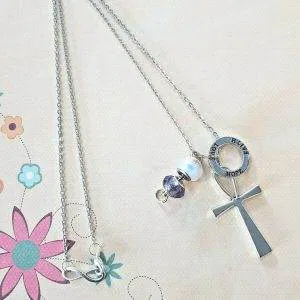 HOPE INFINITY HAND MADE COLLANA  Ankh purple Egizia Chiave della vita vetro life