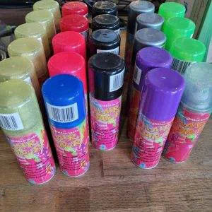 lotto stock COLORI SPRAY per CAPELLI carnevale hair colour 24 PEZZI RIVENDITA