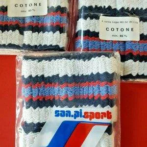 POLSINO TENNIS SAN.PI SPORT COTONE MISURA GRANDE STOCK BLU BIANCO coppia polsini