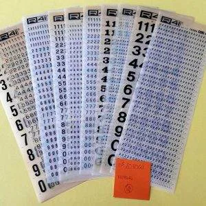 CODV4) Lotto R41 trasferibili 10 fogli 25X8,5 introvabili raro NUMERI stock