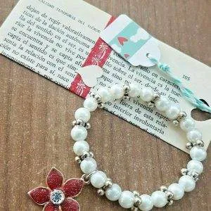 Hope Infinity Bracciale Hand Made Bianco Fiore Rosso Segnalibro handmade flower
