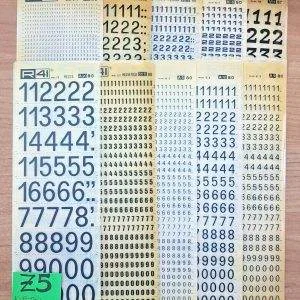 COD Z5) Lotto R41 trasferibili 10 fogli 25X8,5 introvabili raro NUMERI STOCK