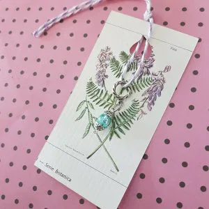 Hope Infinity ciondolino amuleto Hand Made vetro charm stampa botanica cod.hb3