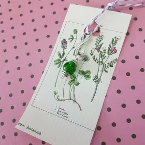 Hope Infinity ciondolino amuleto Hand Made vetro charm stampa botanica cod.hb4