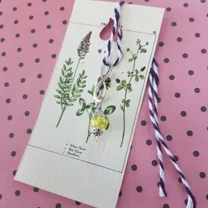 Hope Infinity ciondolino amuleto Hand Made vetro charm stampa botanica cod.hb6