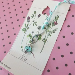 Hope Infinity ciondolino amuleto Hand Made vetro charm stampa botanica cod.hb8