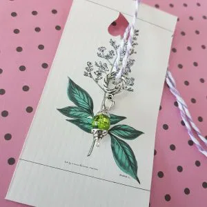 Hope Infinity ciondolino amuleto Hand Made vetro charm stampa botanica cod.hb10