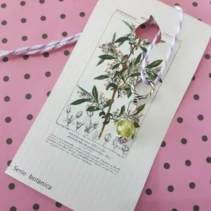 Hope Infinity ciondolino amuleto Hand Made vetro charm stampa botanica cod.hb11