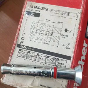 1 PZ TASSELLO ACCIAIO 10.9  FISCHER TA M10/30 SK  ESAGONALE 6MM D.15mm