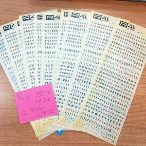 B8 3 mm.5,3  R41 trasferibili 10 fogli 25X8,5 raro VINTAGE LETTERE
