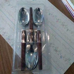 Kaimano Falco 6 Posate Cucchiai Manico Marrone Inox Tavola Cucchiaio