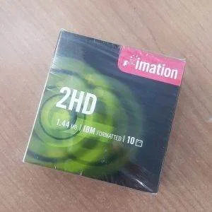 scatola sigillata IMATION 10 dischetti computer 2hd 1,44 IBM formatted vintage