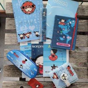 V145  PUCCA Lotto scuola cartoleria cancelleria portafoglio IDEA REGALO QUADERNI