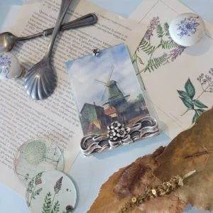 AR29)  Recuerdo Cornice Vetro Portafoto Placato Argento Cartolina  Vintage