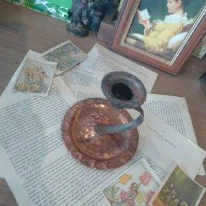 V1) Vecchio Portacandele Ramato Vintage Porta Candela