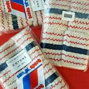 POLSINO TENNIS SAN.PI SPORT COTONE MISURA GRANDE STOCK BLU BEIGE coppia polsini