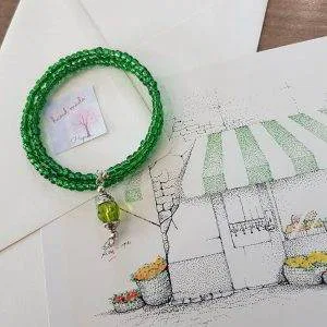 Hope Infinity Bracciale Vetro Hand Made VERDE (m5)  Stampa Artistica