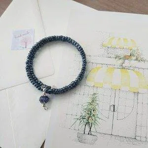 Hope Infinity Bracciale Vetro Hand Made Black Onyx (m6)  Stampa Artistica