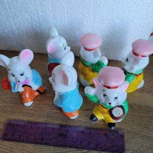 set 6 GATTI TOPI ceramica decorazione bomboniera idea regalo lotteria party