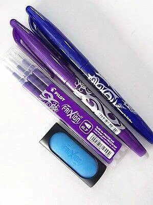 FRIXION STOCK set PENNE frixion ball gomma cartucce BLU VIOLA TUTTO NUOVO