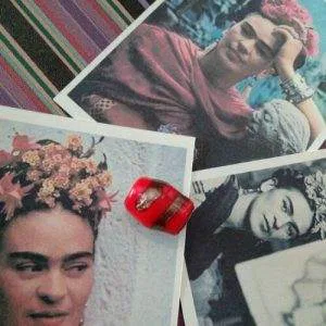 Frida Charm Vetro Artigianato Rosso Oro Frida Kahlo Inspired (FK8) x Bracciale