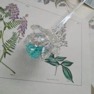 Rosa Lumen R2 Fiore Crystal Swarovski Vetro Murano Vintage Hand Made Raro Acqua