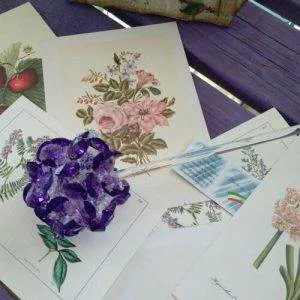 Ortensia Lumen Fiore Crystal Swarovski Vetro Murano Vintage Hand Made Raro Viola