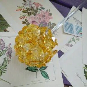 Ortensia Lumen Fiore Crystal Swarovski Vetro Murano Vintage HandMade Raro Gialla