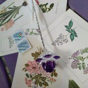 Lumen Fiore Althea Viola Crystal Swarovski Vetro Murano Vintage Raro