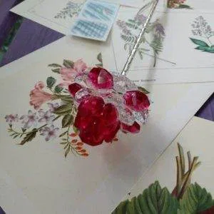 Lumen Fiore Althea Rossa Crystal Swarovski Vetro Murano Vintage Raro