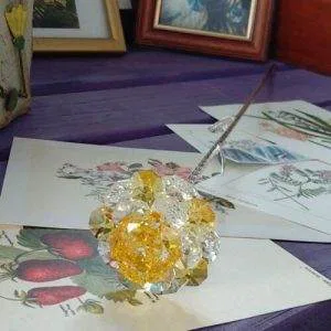 Lumen Fiore Althea Gialla Crystal Swarovski Vetro Murano Vintage Raro