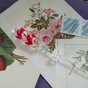 Fiore Spiga Clear Red Cs12 Crystal Ware Swarovski Murano Vintage Hand Made Raro