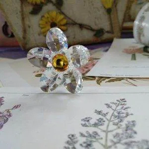 Fiore Lc5 Crystal Swarovski Vetro Murano Vintage Raro Margherita Giallo